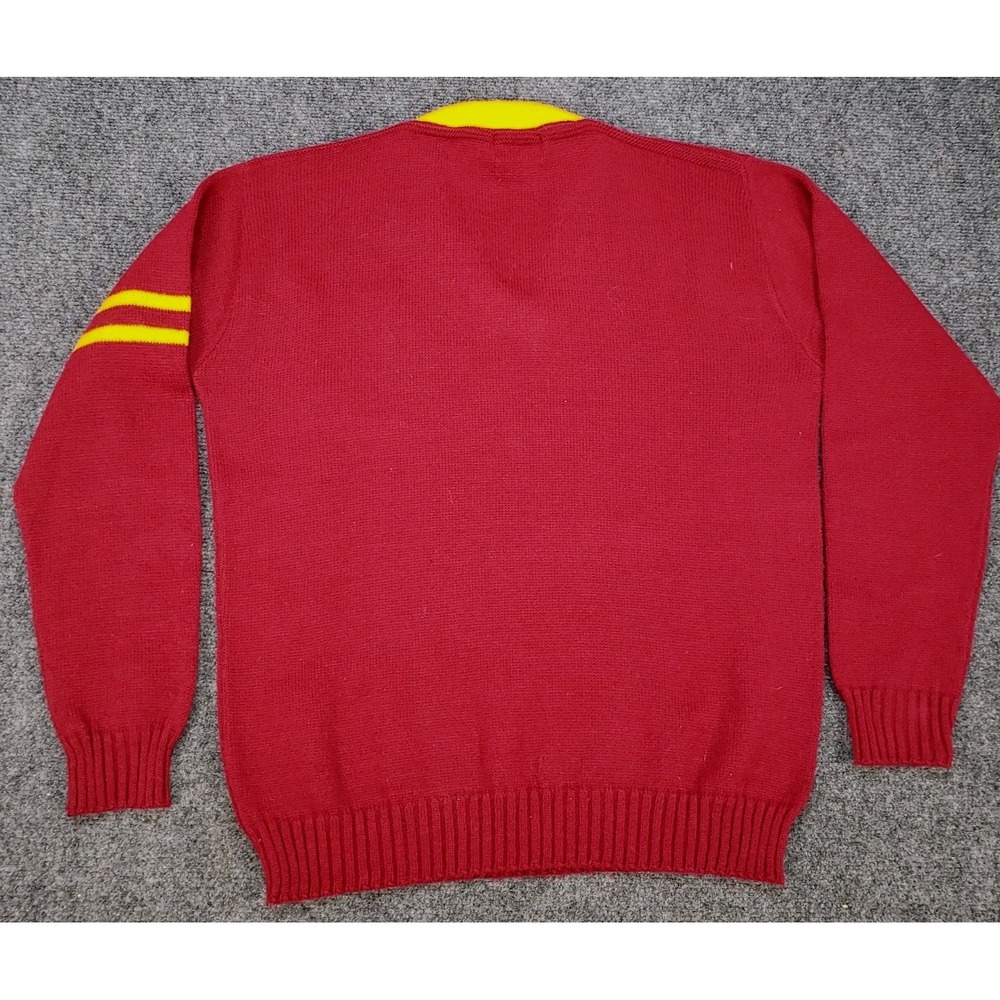 Vintage Marlomar Knits Lettermans Sweater Mens Medium Red Yellow Turbo Acrylic - Picture 8 of 8